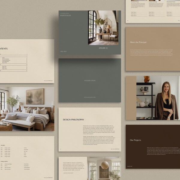 Interior Design Portfolio Canva Template - Etsy