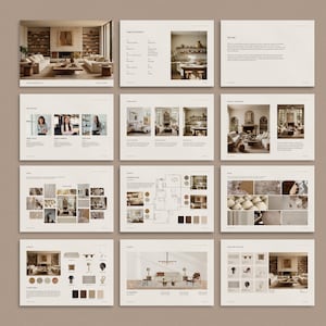 Interior Design Presentation Template, Concept Mood Board Template for Interior Designers, Canva and Adobe InDesign Template, NORWOOD