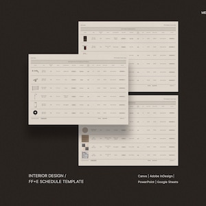 Interior Design FFE Schedule Template | Canva, Powerpoint, Adobe InDesign, Google Sheets, Excel image 2