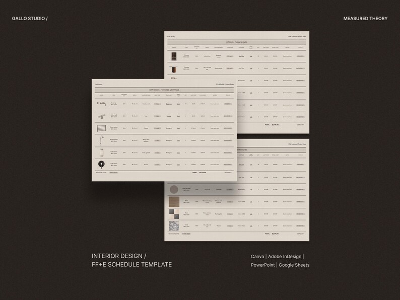 Design Ffe Schedule Interior Design FFE Schedule Template | Canva, Powerpoint, Adobe ...