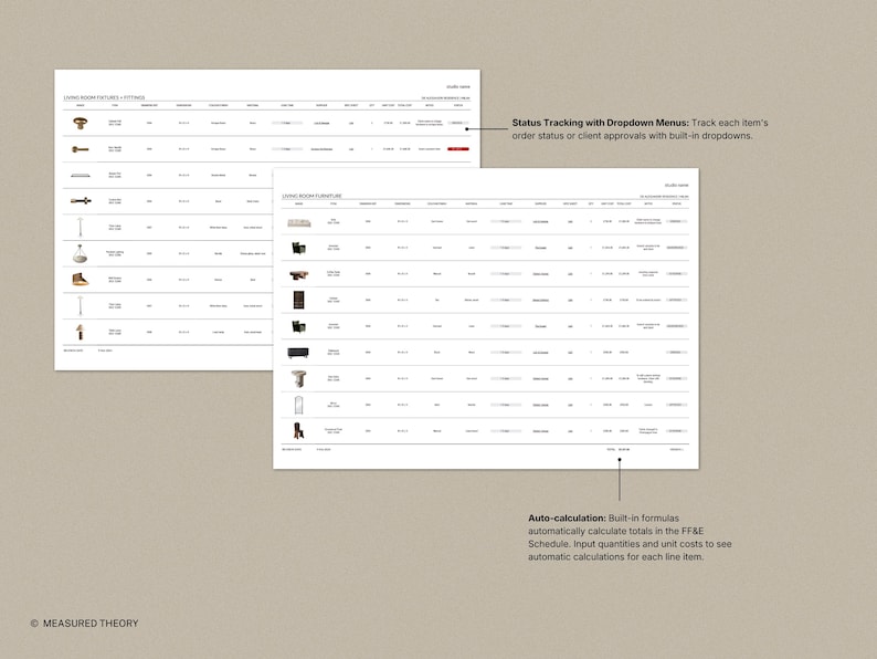 Ffe Schedule With Lead Times Example FF&E Schedule Template for Interior Designers (google Sheets, Excel ...
