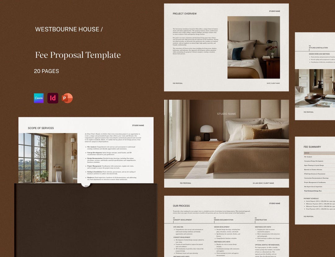 Interior Design Fee Proposal Template for Designers, Edit in Canva ...