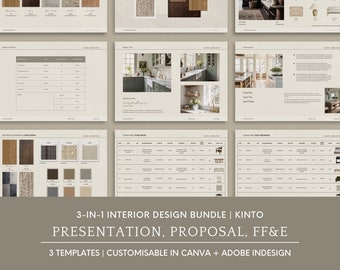 Interior Design Template Bundle, Interior Design Presentation, Interior Design Proposal, FF&E Schedule, Canva and Adobe InDesign, Kinto