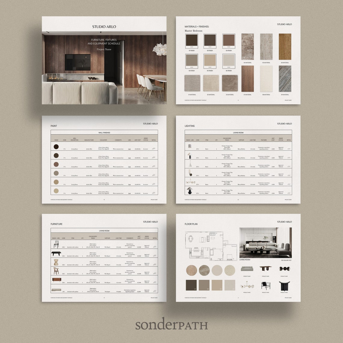 Interior Design Furniture, Finishes & Fixtures Schedule Template for ...