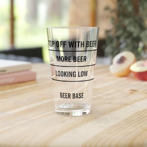Funny Beer Measurement Pint Glass - Unique Gift for Beer Lovers - Pint Glass for Parties, Home Bar - BBQs - Birthdays - Funny Beer Gift