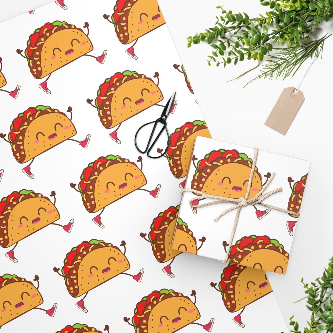 Kawaii Happy Taco Wrapping Paper Birthday Paper Food Etsy
