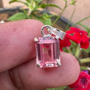Natural Padparadscha Sapphire Pendant 11.80 CT Emerald Cut 925 Sterling Silver Minimalist Jewelry Gemstone Necklace Statement Pendant