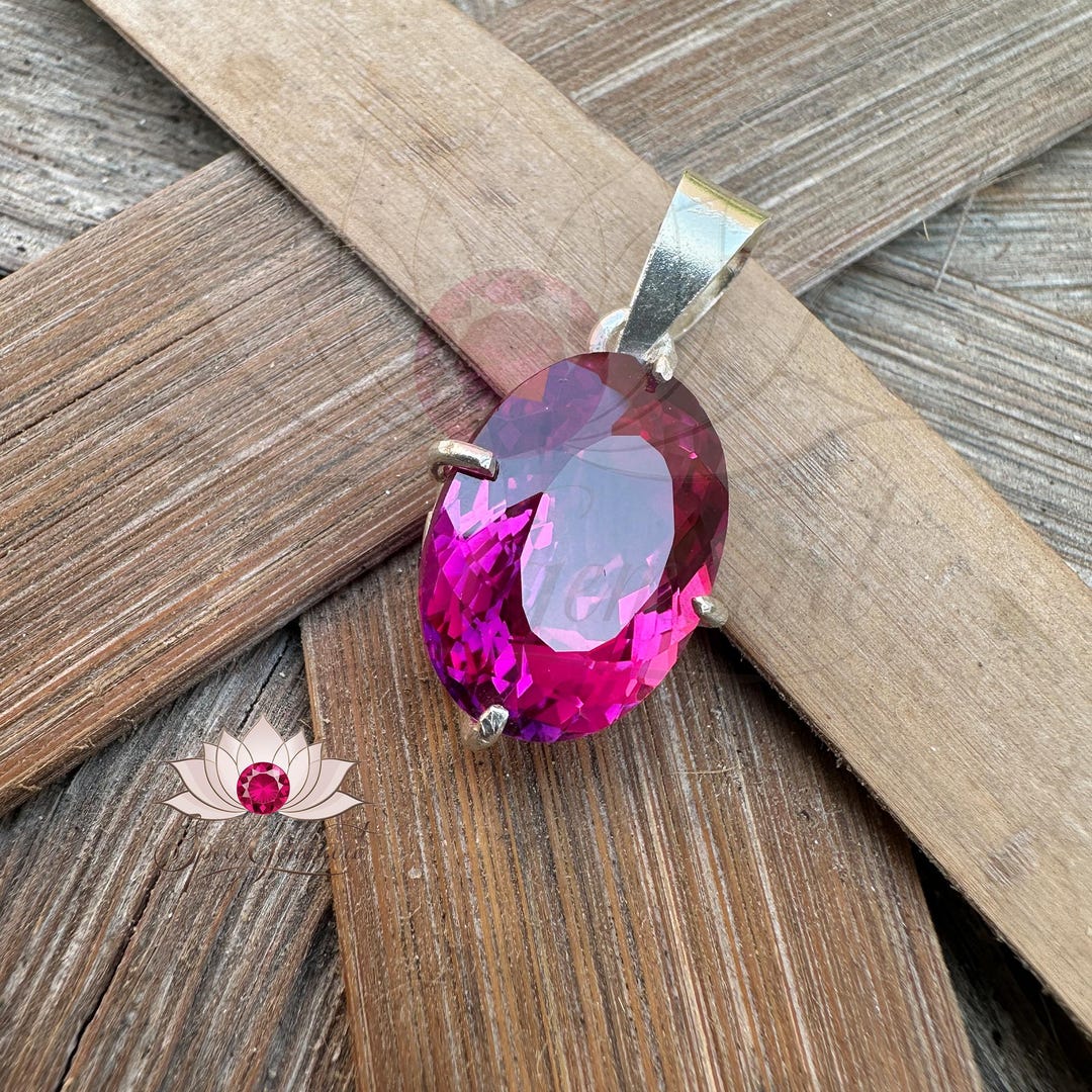 Silver Raspberry Natural Raspberry Rhodolite Garnet Gemstone 925 Sterling Silver Pendant ...