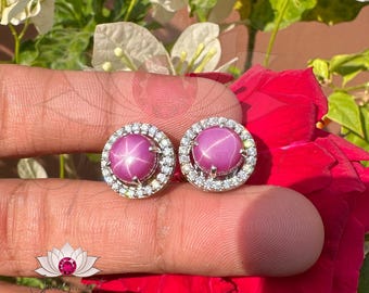 Orecchini in argento con rubino naturale da 26 carati, forma rotonda, regalo di gioielli raffinati, regalo per lei, orecchini con rubino