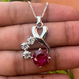 29 Ct Natural Pink Sapphire Serenity 925 Silver Pendant | Lab Grown Diamond Side Stones  | Gift for Her | Statement Jewelry| Silver Necklace
