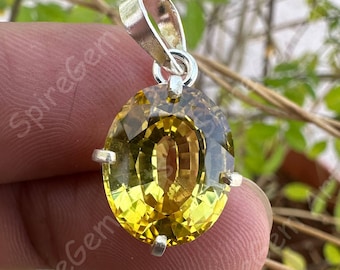 Gecertificeerde 925 sterlingzilveren hanger 15,5 kt natuurlijke gele saffier kettingsieraden | voor haar
