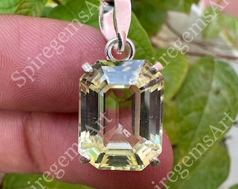 925 sterlingzilveren hanger 20 kt natuurlijke gele saffier hanger | voor haar | Octagon kostbare edelsteen - statementsieraden