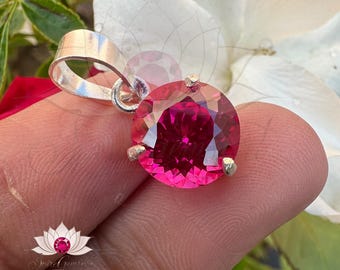Naturlig rosa rubin ädelsten 925 sterlingsilverhänge 12,50 karat rund form handgjorda silversmycken hängande gåva kvinnor speciella tillfällen