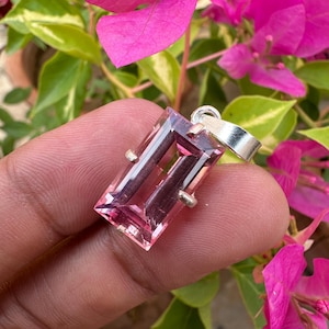 Natural Padparadscha Gemstone 925 Sterling Silver Pendant 21.25 CT Emerald Shape Handmade Jewellery Pendent Gift Women Special Occasion