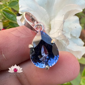 Natural Blue Sapphire Gemstone 925 Sterling Silver Pendant 13.80 CT Pear Shape Handmade Jewellery Pendent Gift Women Special Occasion