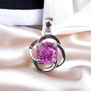 22 CT Natural Pink Sapphire Pendant | Mystic Waves Design | 925 Sterling Silver Jewelry | Gift for Her | Elegant Silver Necklace