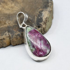 Ruby Zoisite Pendant 47Ct Loose Gemstone Silver Pendant - GITL Certified, AAA+ Top Quality, 925 Silver Hand Made Pendant