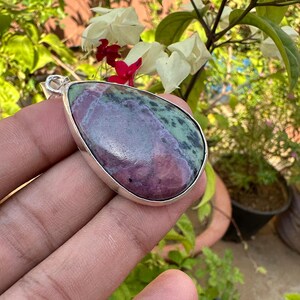 Ruby Zoisite Pendant  Loose Gemstone Silver Pendant - GITL Certified, AAA+ Top Quality, 925 Silver Hand Made Pendant