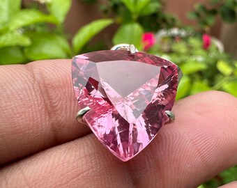 Natural Padparadscha Gemstone 925 Sterling Silver Pendant 30 CT Trillion Shape Handmade Jewellery Pendent Gift Women Special Occasion
