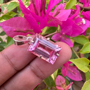 Natural Padparadscha Gemstone 925 Sterling Silver Pendant 24.30 CT Emerald Shape Handmade Jewellery Pendent Gift Women Special Occasion