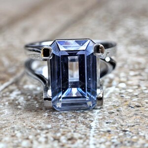 40 CT Natural Blue Sapphire Gemstone Emerald Shape Gemstone 925 Sterling Silver Ring Women&#39;s Jewellery Gift Special Occasion
