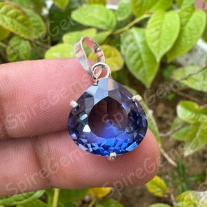Natural Blue Sapphire Gemstone 925 Sterling Silver Pendant 16 CT Pear Shape Handmade Jewellery Pendent Gift Women Special Occasion