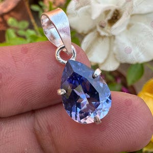 Natural Blue Sapphire Gemstone 925 Sterling Silver Pendant 11.55 CT Pear Shape Handmade Jewellery Pendent Gift Women Special Occasion
