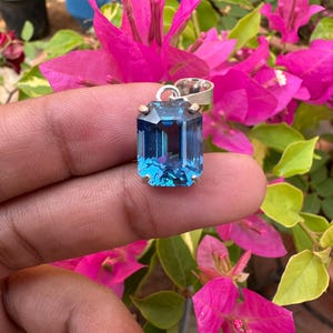 Natural 20.10 CT Santa Maria Aquamarine Gemstone Sliver Pendant Emerald Cut 925 Sterling Aquamarine Pendant Unique Handmade Silver Jewelry