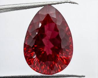 18.65 Ct Natural Mozambique Blood Red Ruby Pear Shape Certified Loose Gemstone | Laser Cut Stone Top Quality Jewelry & Ring Raw Stone