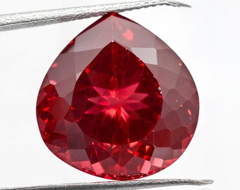 18.60 Ct Natural Mozambique Blood Red Ruby Pear Shape Certified Loose Gemstone | Laser Cut Stone Top Quality Jewelry & Ring Raw Stone