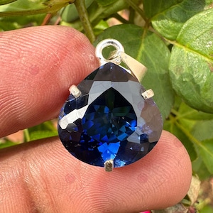 Natural Blue Sapphire Gemstone 925 Sterling Silver Pendant 21.10 CT Pear Shape Handmade Jewellery Pendent Gift Women Special Occasion