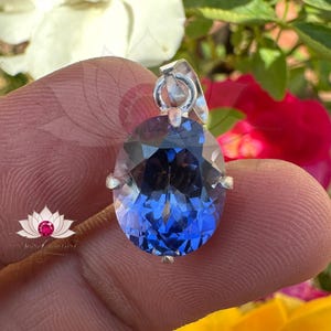 Natural Blue Sapphire Gemstone 925 Sterling Silver Pendant 13.20 CT Oval Shape Handmade Jewellery Pendent Gift Women Special Occasion
