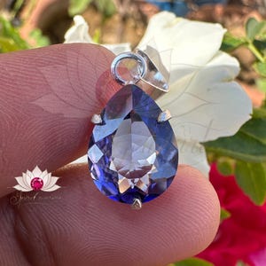 Natural Blue Sapphire Gemstone 925 Sterling Silver Pendant 10.55 CT Pear Shape Handmade Jewellery Pendent Gift Women Special Occasion