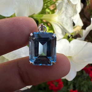 Natural Aquamarine Gemstone 925 Sterling Silver Pendant 20 CT Emerald Shape Handmade Jewellery Pendent Gift For Women Special Occasion