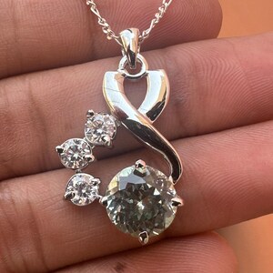 29 Ct Natural Green Tourmaline Serenity 925 Silver Pendant | Lab Grown Diamond Side Stones  | Gift for Her | Statement Jewelry