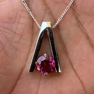 55 CT Natural Pink Sapphire Pendant | Modern Elegance Design | 925 Sterling Silver Jewelry | Gift for Her | Elegant Silver Necklace