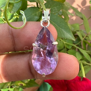 Stunning 18.75 Ct Natural Amethyst Pendant Gemstone Silver Pendant Pear Cut Certified AAA+ Top Quality 925 Silver Pendent