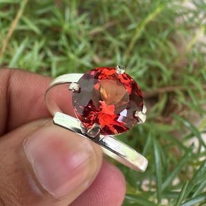 15 CT Natural Orange Sapphire Gemstone Round Shape Gemstone 925 Sterling Silver Ring Women&#39;s Jewellery Gift Special Occasion