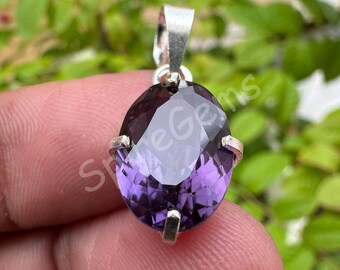 thumbnail image 2 of 10x8MM Oval Simulated Alexandrite Celtic Knot Pendant - 925 Sterling Silver 2 of 14