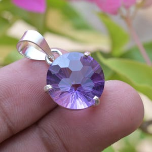 Stunning 16.20 Ct Natural Amethyst Pendant Gemstone Silver Pendant Round Cut Certified AAA+ Top Quality 925 Silver Pendent