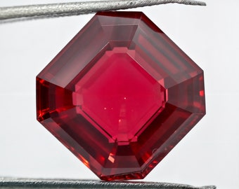 21.00 Ct Natural Mozambique Blood Red Ruby Asscher Shape Certified Loose Gemstone |  Stone Top Quality Jewelry Making Tool & Ring Raw Stone