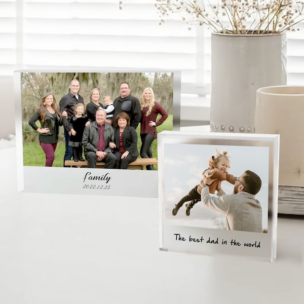 Father's Day Gifts, Custom Photo Gift,Personalized Acrylic Picture Frame,Photo Block,Freestanding Photo Gift,Family Print Frame,Gift for Her