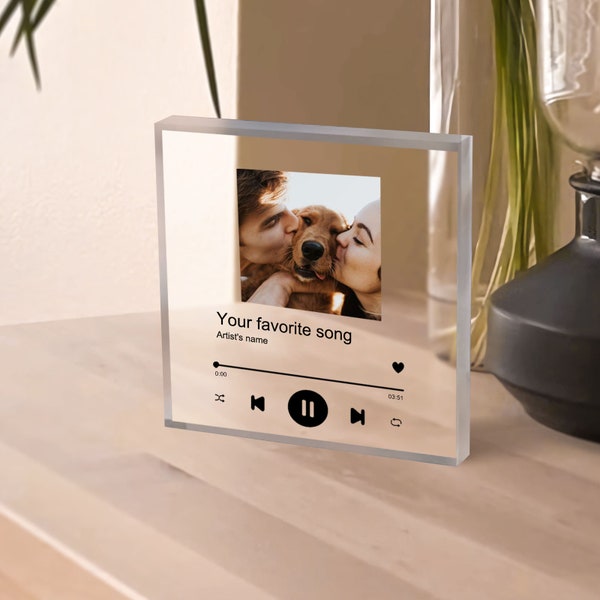 Custom Music Song Plaque Block,Recording or Song On Acrylic Block,Personalized Gift for Anniversary,Block with Scanable Code Valentine's Day
