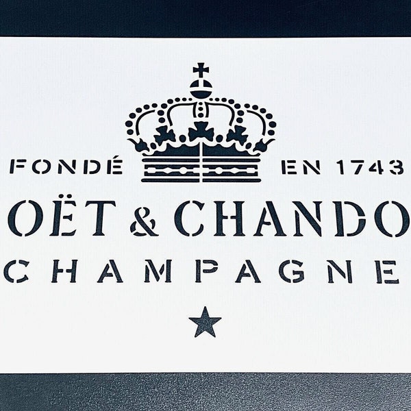 Moet and Chandon Stencil Champagne Template Airbrush Barrel Crates Panels Furniture Wall Art Shabby Label Sign Garage Pub Bar Reusable Mylar