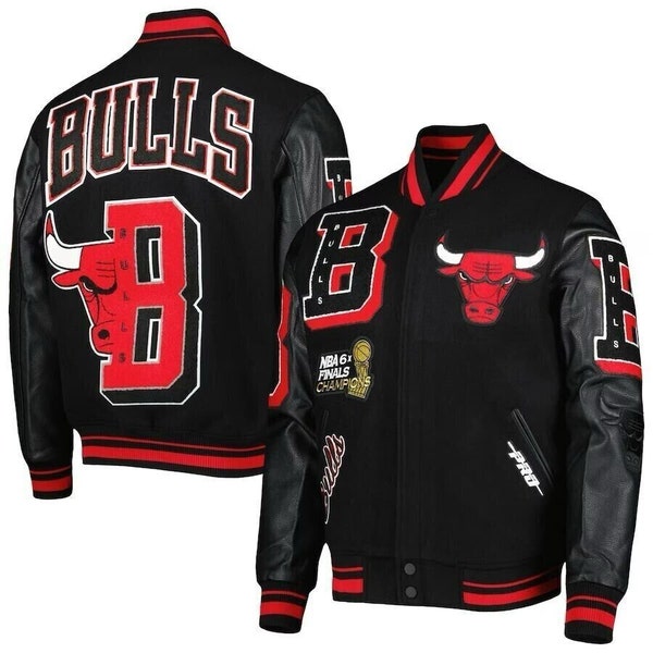 Chicago Bull Mashup Varsity Letterman Leichter, atmungsaktiver Bomber für die ganze Saison