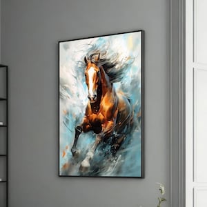 Majestic Running Brown Horse Canvas Wall Art - Elegant Wall Art Gift for Horse Lovers - Horse Print