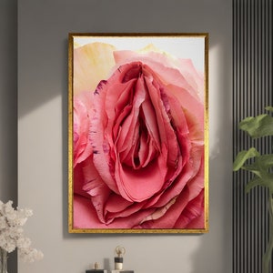 Pink Rose Flower Wall Art Print, Rose Wall Art, Floral Wall Art, Flower Poster, Ready to Hang Wall Art