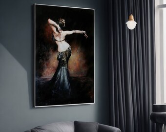 Elegant Belly Dancer - Dark and Mysterious Canvas Art for Modern and Stylish Home Decor