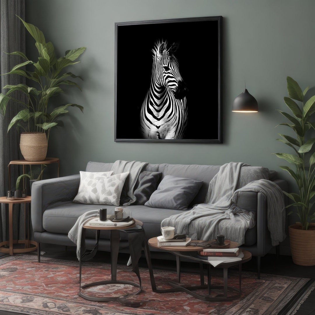 Black and White Zebra Canvas Painting - Striking Wall Art for Home ...