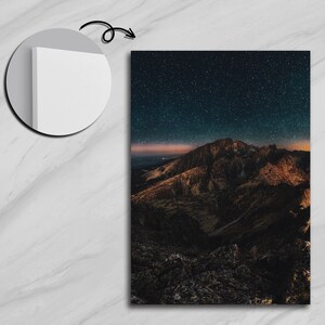 Night Mountain Landscape,Night Landscape, Mountain Beauty, Tranquility, Natural Majesty, Starry Night, Wall Decor,Home Decor,Wall Art